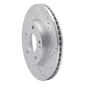 Hyundai Ioniq Brake Rotor (1) - Front Right - R1 Concepts - Drilled & Slotted - Silver - `17-`22